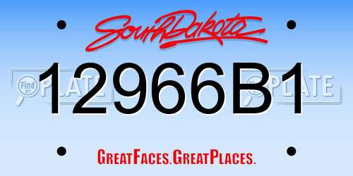 12966B1 South Dakota License Plate