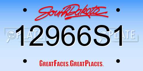12966S1 South Dakota License Plate