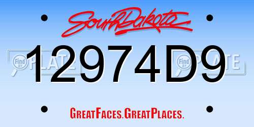 12974D9 South Dakota License Plate