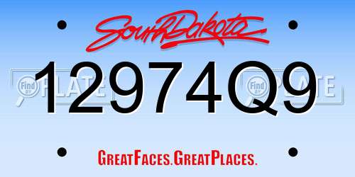 12974Q9 South Dakota License Plate