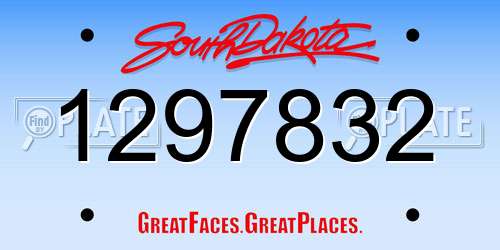 1297832 South Dakota License Plate