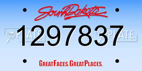 1297837 South Dakota License Plate