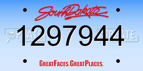 1297944 South Dakota License Plate