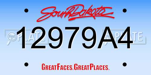 12979A4 South Dakota License Plate