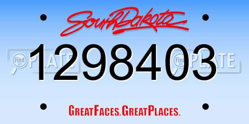 1298403 South Dakota License Plate