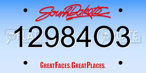 12984O3 South Dakota License Plate