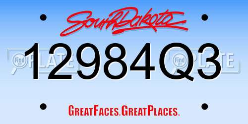 12984Q3 South Dakota License Plate