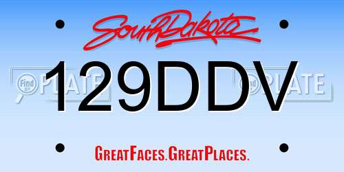 129DDV South Dakota License Plate