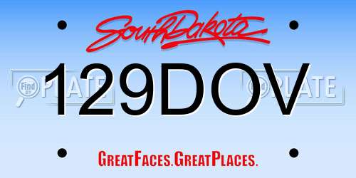 129DOV South Dakota License Plate