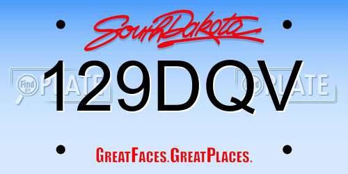 129DQV South Dakota License Plate