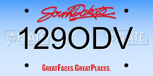 129ODV South Dakota License Plate