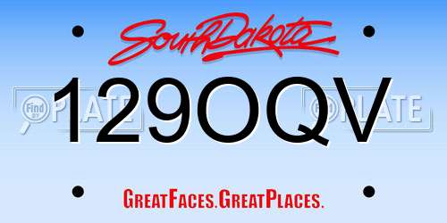 129OQV South Dakota License Plate