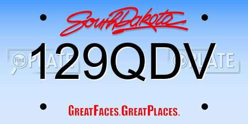 129QDV South Dakota License Plate