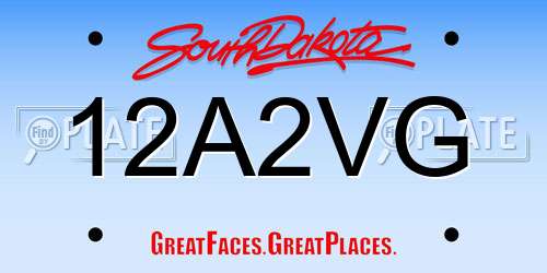 12A2VG South Dakota License Plate