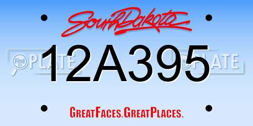 12A395 South Dakota License Plate