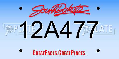 12A477 South Dakota License Plate
