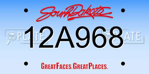 12A968 South Dakota License Plate
