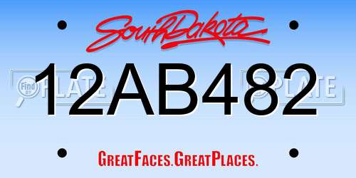 12AB482 South Dakota License Plate