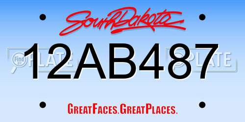 12AB487 South Dakota License Plate