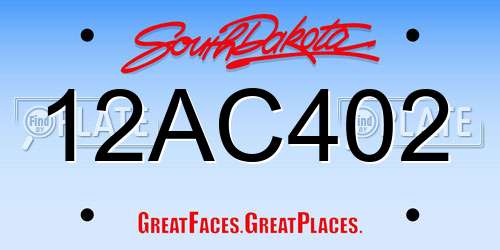 12AC402 South Dakota License Plate