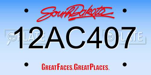 12AC407 South Dakota License Plate
