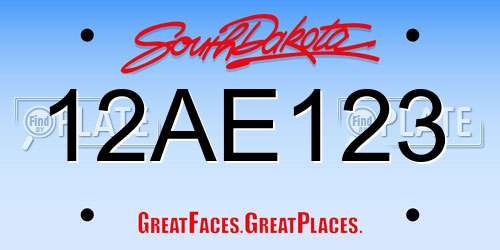 12AE123 South Dakota License Plate