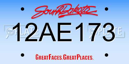 12AE173 South Dakota License Plate