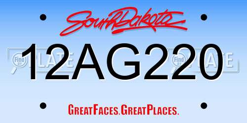 12AG220 South Dakota License Plate