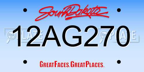 12AG270 South Dakota License Plate
