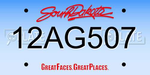 12AG507 South Dakota License Plate