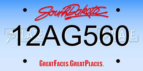 12AG560 South Dakota License Plate