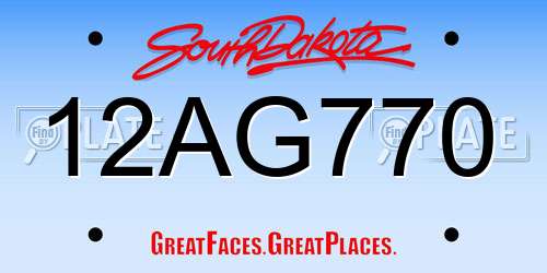 12AG770 South Dakota License Plate