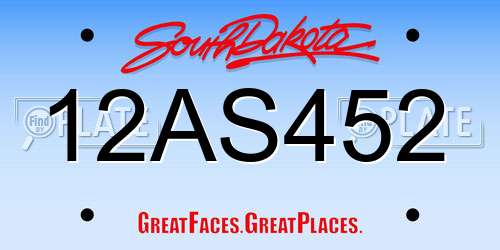 12AS452 South Dakota License Plate