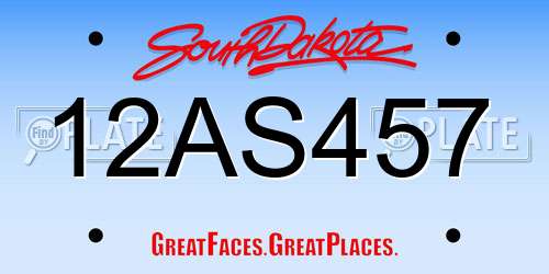 12AS457 South Dakota License Plate