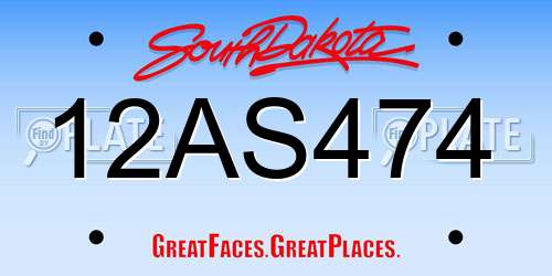 12AS474 South Dakota License Plate