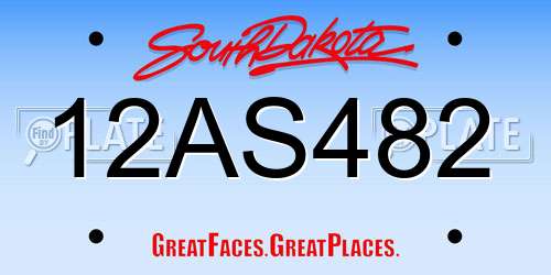 12AS482 South Dakota License Plate
