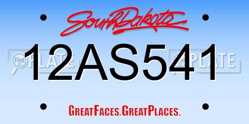 12AS541 South Dakota License Plate