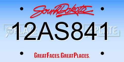 12AS841 South Dakota License Plate