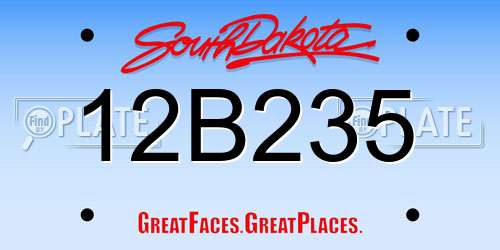 12B235 South Dakota License Plate