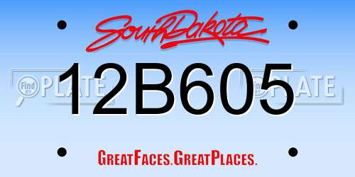 12B605 South Dakota License Plate