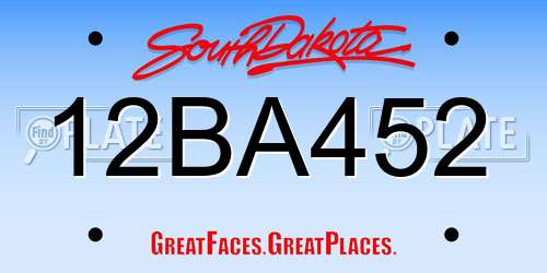 12BA452 South Dakota License Plate
