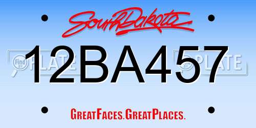 12BA457 South Dakota License Plate