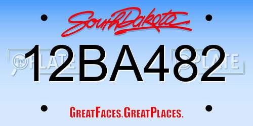12BA482 South Dakota License Plate