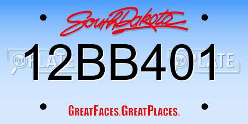 12BB401 South Dakota License Plate
