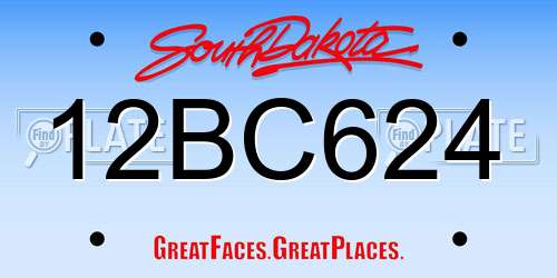 12BC624 South Dakota License Plate