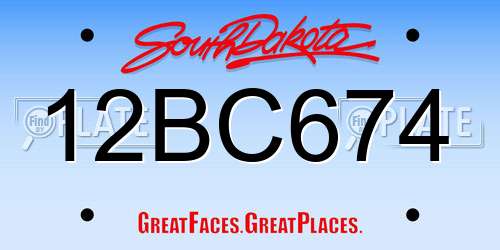 12BC674 South Dakota License Plate