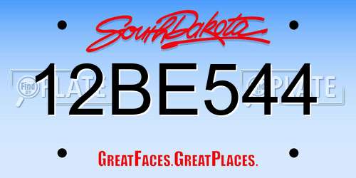 12BE544 South Dakota License Plate