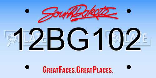 12BG102 South Dakota License Plate