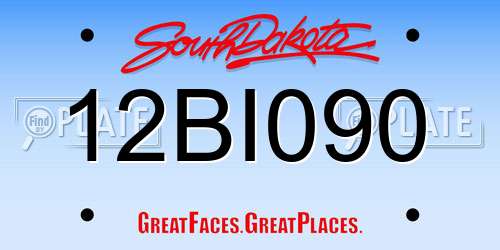 12BI090 South Dakota License Plate