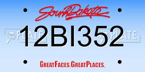 12BI352 South Dakota License Plate
